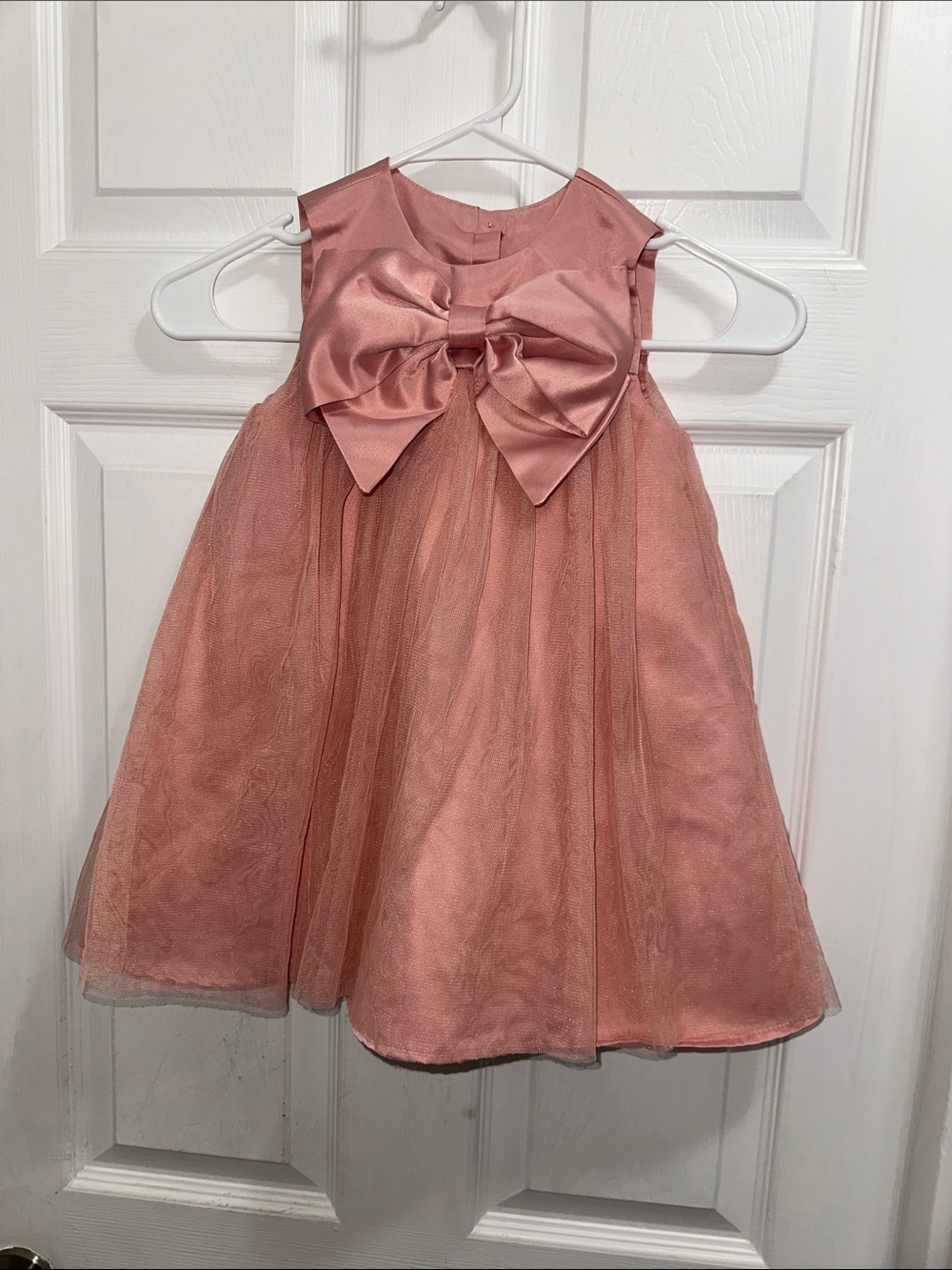 Just Lizzy Toddler Satin Bow Tulle Dress - Rose Pink